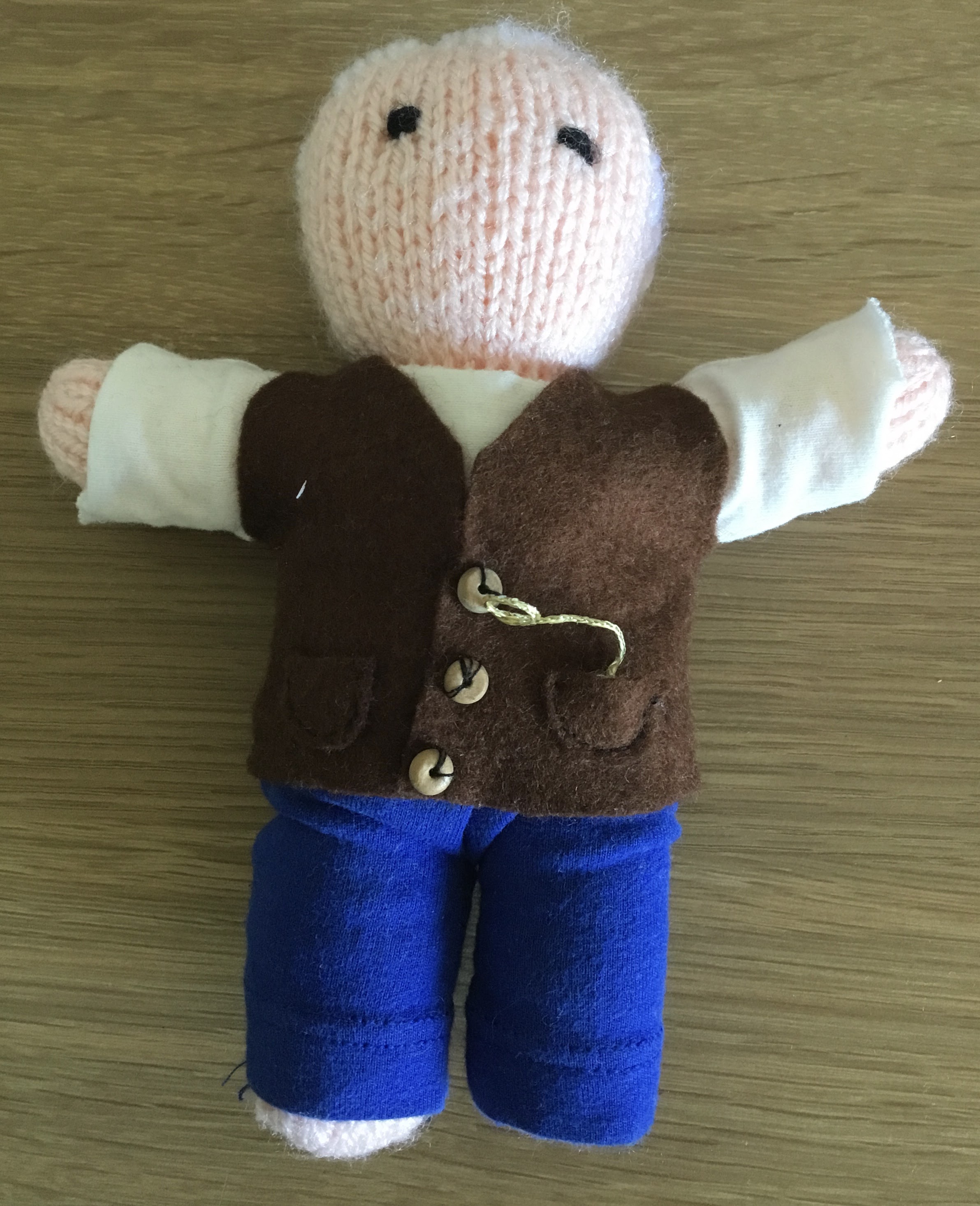 Knitted figure of Charles.
